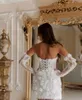 Gaine en dentelle mini robes de mariée courtes 3d appliques florales robes de mariée romantique sans bretelles corset plage boho robe mariée printemps été moderne robe de mariee 2024