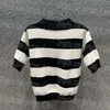 Striped Women Polo Tops Luxury Designer Contrast Color Blouse Short Sleeve Casual Daily Summer Knitted Shirts