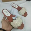 Cheap Store 90% Off Wholesale Line Decoration with a Straight Flat Temperament and Pearl Particle Bottom Square Toe Open Slippers Lazy Slipper Za Womens Shoes