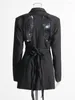 Costumes pour femmes LJHLJX Blazers minimalistes pour femmes col cranté à manches longues évider Pathwork cordon Blazer mode féminine AH335