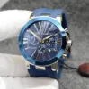 UN AAA Luxo 2024 popular Preto Limitado relógio Estilo Individual Dual Time Men Watch Cronógrafo Quartz Roman Marine Hispania Mens Relógios Hammerhead Shark Blue