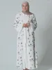 Ethnische Kleidung Eid Muslim Abayas Frauen Party Abaya Print Flare Sleeve Cardigan Marokko Kaftan Ramadan Lace-up Islam Dubai Arab Long Robe