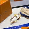 Bangle Luxury Bracelet 18K Gold Design Letters For Women Diamond Pearl Fashion Jewelry Party Wedding Accessories Lovers Drop Deliver Dh2Gp