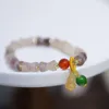 Natuurlijke Xinjiang Gouden Zijde vrouwen Voeten Hoge Kalebas Enkele Lus Armband Yadan Gobi Jade Beroemde Etnische Stijl Gift