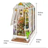 Diy casa de jardim livro nook prateleira inserir kits de construção em miniatura de madeira flor sala estante com luzes led casa de bonecas 240321