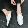 Casual schoenen Modetrends Heren Effen kleur lederen pantoffels voor tweeërlei gebruik met dubbele gesp Ondiepe platte schoenen
