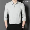 Mäns casual skjortor kvalitet Hight Lång ärm för män Smart Elastic Anti-Wrikle Mulberry Silk Tops White Black Shirt Office kläder
