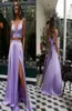 Sexy lilas deux pièces robes de bal Spaghetti côté fendu robes de soirée formelles 2019 une ligne robe d'occasion spéciale 5110995