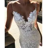 2024 Bohème Dentelle Sirène Robes De Mariée Sexy Dos Nu Spaghetti Longue Boho Plage Robes De Mariée Appliques Robe De Mariée D'été