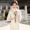 Etnische kleding jonge Chinese stijl groene composiet mesh omgekeerde cheongsam met grote mouwen lente elegante alledaagse jurk