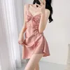 Vrouwen Nachtkleding Zwarte Jarretel Nachtjapon Vrouwen Zomer Kant Uitgehold Loungewear Sexy Dame Nachthemd Zijdeachtige Satijnen Jurk Homewear