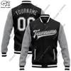 3D Printing Custom Name Emblem Black Two-Tone Jacket Full Snap Button Jacket Unisex Team Gift Winter Arrival 240309