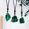 Decorative Figurines Crystal Necklace Women Malachite Portable Pointed Gemstone Pendant With Cord For