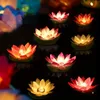 100st Multicolor Artificial Silk Lotus Önskar Light Floating Candles Pool Lantern för födelsedagsbröllopsfestdekoration