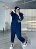 Jumpsuits Kobiety Moda jesienna wiosna dżinsy kołnierz lalek solidny pełny poziom luźnych kombinezonów dla kobiet 240314