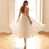 2024 Korte trouwjurk voor bruid a lijn lieverd mouwloze prinses trouwjurk midi witte tule backless eenvoudige vestidos de nloiva