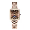 Rose Gold Square Watches for Women Premium Minimalist Womens Watch Quartz Wristwatch Classic Rostfria Band Clocks 240318