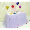 Saia de mesa tule rosa três camadas tecido de seda gelo para decoração de casamento aniversário chá de bebê decoração de festa toalha de mesa