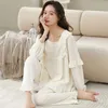 Sleep Lounge Modal pajamas womens autumn cotton long sleeved family clothing set pajamas loose fitting pregnant womens casual pajamasL2404