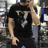 Homens camisetas designer designer verão novo t-shirts strass personalidade moda mrhome marca merrized algodão de alta qualidade manga curta o-pescoço tees masculino topsuhj