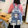 Backpack Five-piece / Set Bag Girls Cute Canvas Backpacks Large Capacity Junior High School Students Back Pack For Boys