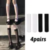 JK – chaussettes longues Lolita noires et blanches pour femmes, chaussettes d'été fines aux genoux, haute mode, Cosplay, bas transparents en Nylon Sexy