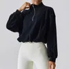 Women 's Turtleneck Sweatshirt Sport Outdoor Zipper Loose Cropped Top Oversized Long Sleeve Running Gym 240321