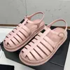 Spring/Summer New Female Designer Romanesque White Sandals Luxury Lamb Belt Buckle Black Slippers Lining Comfortable Soft Classic Rubber Sole Flat Heel Shoes