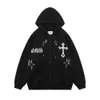 Мужские толстовины на молнии zip up hoodie y k goth helmodery harajuku retro хип -хоп пиджа