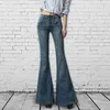 Женские джинсы, женские брендовые тонкие широкие джинсовые брюки-клеш, однобортные женские брюки с высокой талией, осенне-зимняя одежда