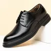 Casual Shoes Luxury Lace Up Leather Cowhide Point Toe British Business Formal Men Plush Wedding Office