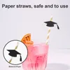 Tazze usa e getta Cannucce Creative DIY Chic Trencher Cap Tazza pieghevole per bere per la festa di laurea (Nero 12 pezzi)