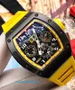 Berömd fancy watch RM Wristwatch Series RM011 Yellow Ceramic Limited Edition Fashion Leisure Sports Wrist