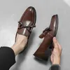 Casual Shoes 2024 Luxury Fashionn Pointed European Style Monk Men Tassel Loafers Formal Dress Footwear Slip-On Business Shoe