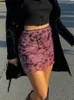 Skirts Y2k Mesh Pattern Pink Mini Skirt High Waist A-Line Women's Korean Fashion Sexy Slim Fit Short Vintage 2024