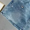 Hot Sale Womens Casual Denim Skirt Stretchy High Waist Slim Rhinestone Short in Summer