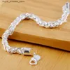 Charm Bracelets New 925 sterling silver fishbone jewelry for women and men Q240321