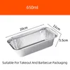 Tin Foil Packaging Box Rectangular With Lid Disposable Barbecue Packing Box Fast Food Aluminum Foil Container 650ML