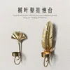 Candle Holders Golden Leaf Wall Hanging Candlestick Home Decoration Holder Bedroom Living Room Iron Decor Shooting Props