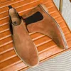 Boots Desai Brand Mens Chelsea Boots New New Leather Leather Suede Shoes Handmade Mosts for Italial Dress Party Work