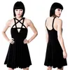 Vestidos casuais para meninas adolescentes gótico estrela de cinco pontas envolto peito cinta vestido elegante plissado hem sexy mini mulheres