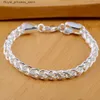 Charm Bracelets New 925 sterling silver fishbone jewelry for women and men Q240321