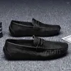 Casual Shoes Non Slip Mens Genuine Leather Elegantes Slip-on Flats Fashion Soft Soled Sneakers Man Business Footwear