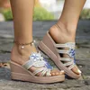 Sandals High Heels Fashion Thick Heel Ladies Casual Wedge Stylish With Diamonds Women'S Summer 2024