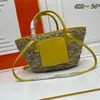 Designer Lafitee Grasss Beach Bag Basket Grass Bag Le Petit Panier Soli Women's Fashion Handbag Grass Bag Colored Metal Handwoven Crossbody Handbag Vacation Bag