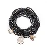 Bracelets de charme Mode Bracelet de perles de verre multicouche Pendentif feuille de bohème