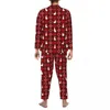 Men's Sleepwear Pajamas Men Red White Kawaii Room Nightwear Spring Two Piece Aesthetic Oversize Graphic Pajama Set