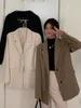 Women's Suits Insozkdg Fashionable Chic High-End Black Blazer Women 2024 Autumn Season Loose Casual Suit Jacket Petite Female Coat Tops