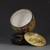 Garrafas requintadas chinesas antigas colecionáveis de porcelana artesanal pintadas com pote de armazenamento de viúva japonesa