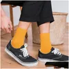 Mens Socks Autumn Winter Pure Color Cotton Warm Black And White Happy Male Gifts For Men Eur 39-44 387 Drop Delivery Apparel Underwear Ot0Pk